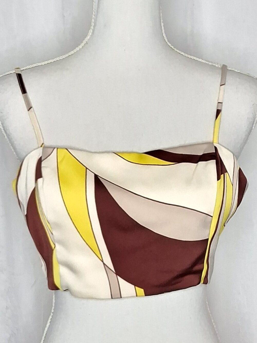 House of Harlow 1960 Cream Yellow Brown Cropped Halter Top